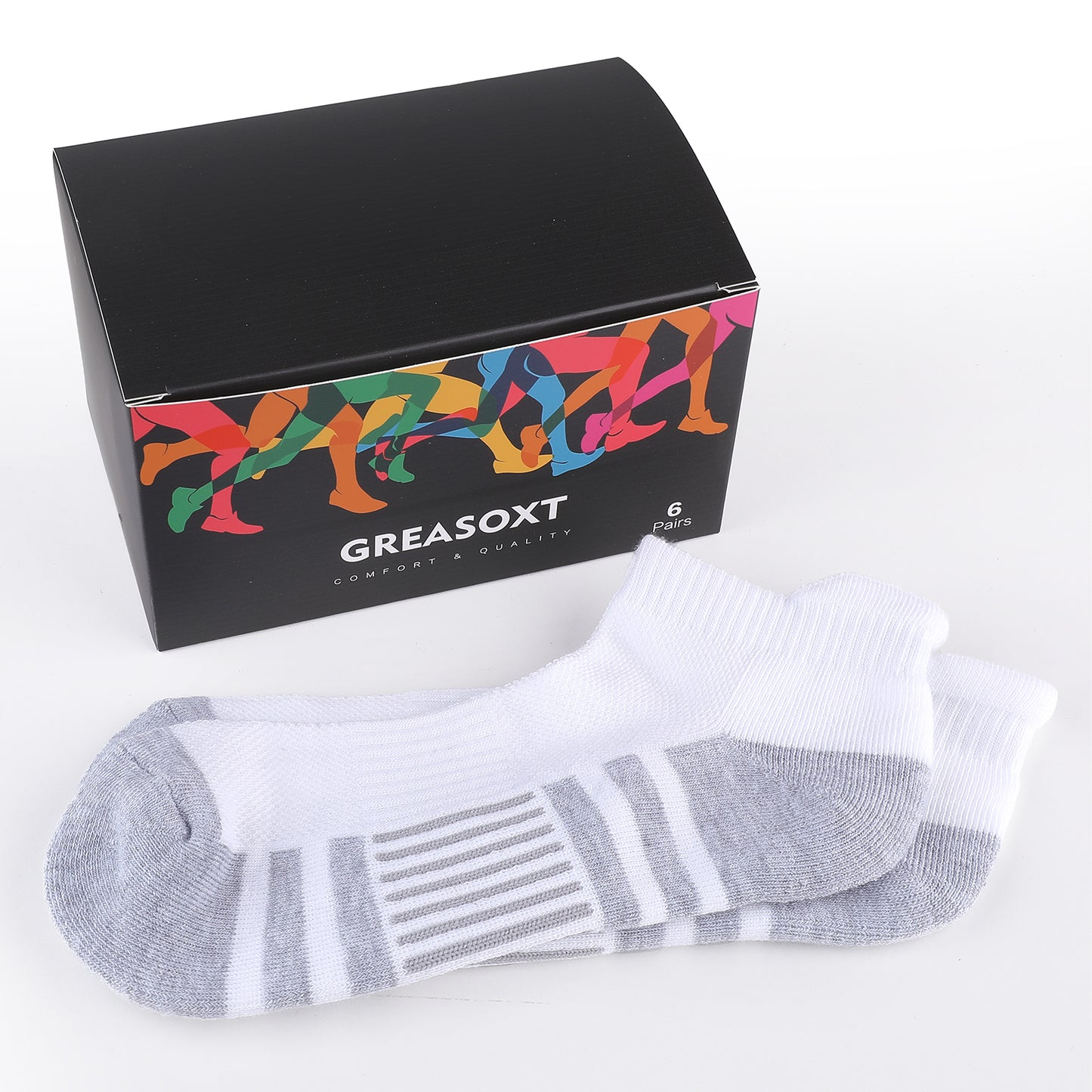 Greasoxt Ankle Athletic Running Socks Cushioned Breathable Low Cut Sports Tab Socks for Men and Women